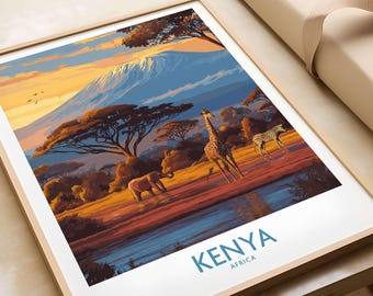 Kenya Poster Travel Print Wall Art Kenya Home Décor Kenya Gift Art Lovers Africa Safari Art Lover Gift Print Art
