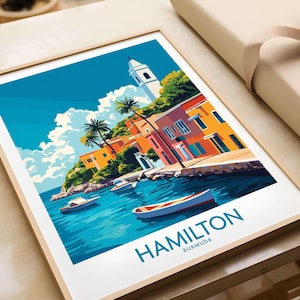 Hamilton Travel Poster Bermuda Travel Print Wall Art Bermuda Wall Hanging Home Decor Bermuda Gift Art Lovers   Wall Art Print