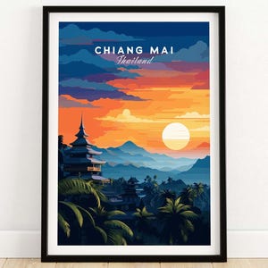 Póster de viaje de Chiang Mai / Regalo de cumpleaños / Regalo de aniversario de bodas / El mejor regalo para ella / Regalo de arte de pared personalizado para él