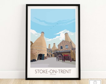 Stoke on Trent Druck | Poster mit Staffordshire | England Reise Poster | Stoke-on-Trent Geschenkidee