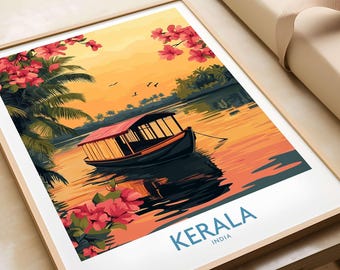 Kerala Poster India Kerala Travel Print Wall Art Kerala Wall Hanging Home Decor Kerala Gift Art Lovers India Wall Art Print