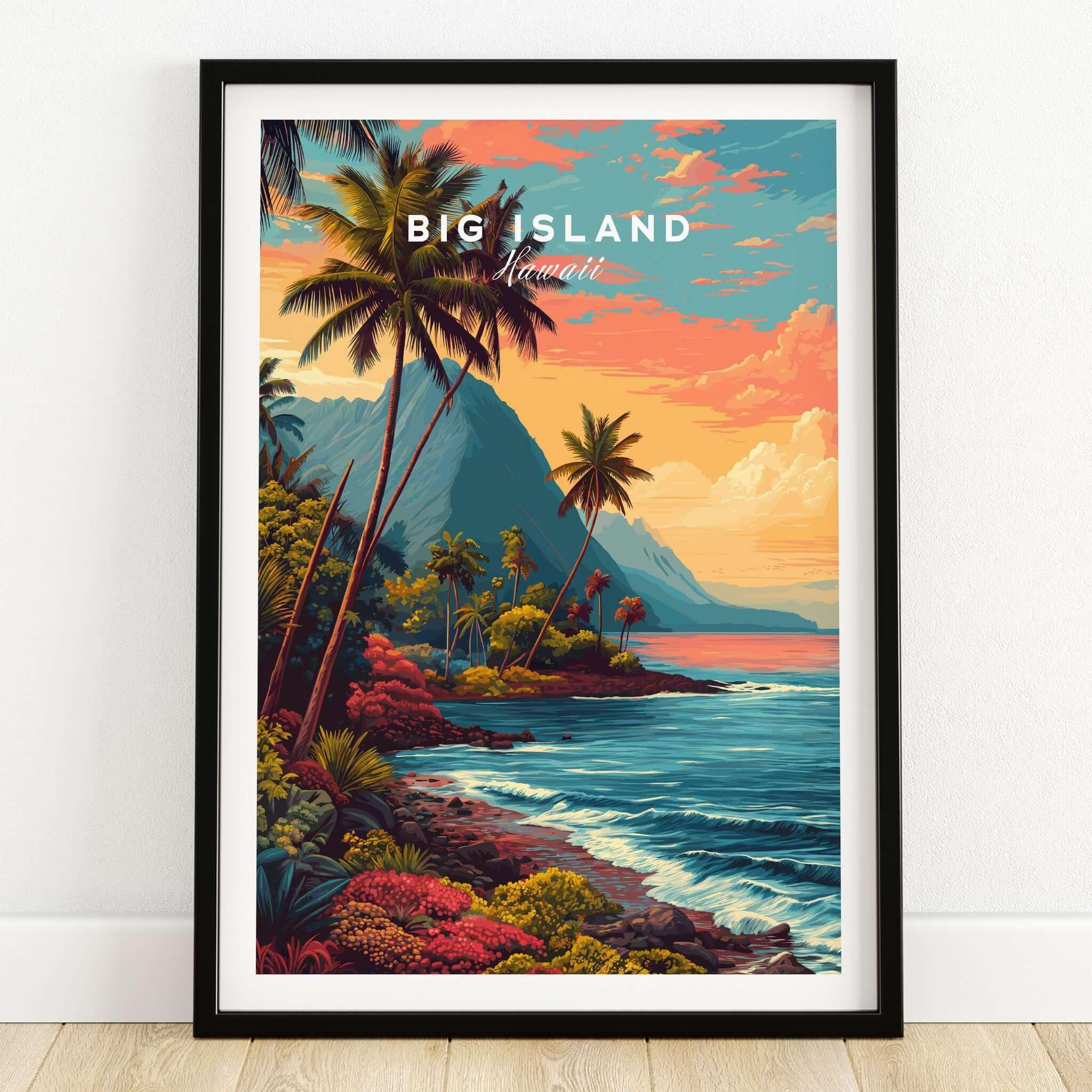 Big Island Hawaii Wall Art: Colorful Tropical Coast - Canvas Print