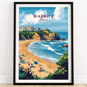 Biarritz Travel Print Wall Art France Wall Hanging Home Decor Biarritz Art Lover Gift Biarritz Birthday Present