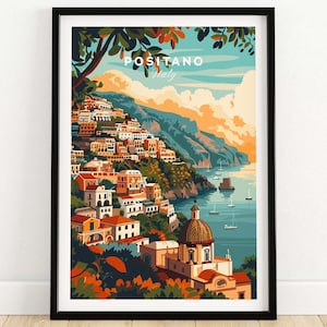Positano Travel Poster Italy Amalfi Coast Positano Wall Art Italy Travel Poster Home Decor Artwork Poster Gift Positano Lover Italy Print