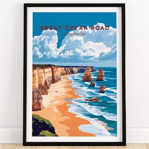 Great Ocean Road Reise-Druck Great Ocean Road Wand Kunst Druck Great Ocean Road Poster Wand Dekor Illustration Great Ocean Road Kunst Geschenk