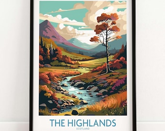 The Highlands Scotland Art Print Travel Print | Home Décor Poster Gift | Digital Illustration Artwork