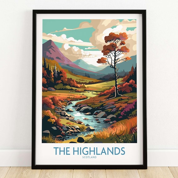 The Highlands Scotland Art Print Travel Print | Home Décor Poster Gift | Digital Illustration Artwork