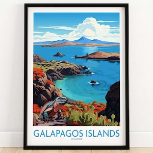 Galapagos Islands Print Art Print Travel Print | Home Décor Poster Gift | Digital Illustration Artwork