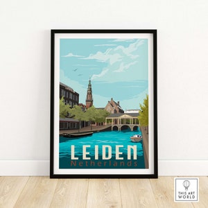 Leiden Niederlande Poster | Uni Kunst | Reise Poster | Wohnkultur | Gerahmte & Ungerahmt Geschenkidee