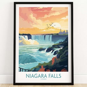 Niagara Falls Poster Wand Kunst Druck Reise Poster | Geburtstagsgeschenk Hochzeitstag Geschenk Wanddekoration | Personalisierte Illustration Kunst