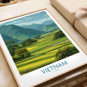 Vietnam Wall Art - Scenic Landscape Print of Vietnamese Countryside with Rice Paddies, Nature Wall Decor, Travel Gift, Rural Asian Artwork