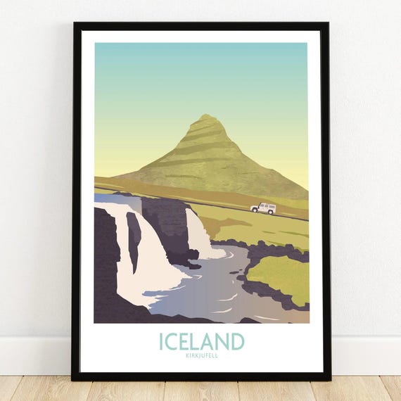 Iceland Print | Iceland Travel Poster | Iceland Wall Art | Iceland Poster | Scandi Home Décor | Nordic Art Print | Kirkjufell Mountain Print