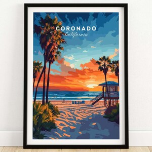 Coronado print California Coronado poster reizen print Wall Art Coronado Home decor Coronado cadeau kunstliefhebbers Californië kunst minnaar cadeau print