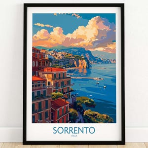 Sorrento Travel Poster, Italy Scenic Print, Gift For Travelers, Vintage Italian Artwork, Framed Wall Decor, Unique Travel Gift