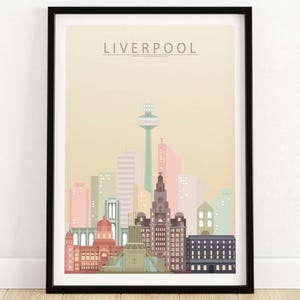 Liverpool City Skyline Wall Art Print | Travel Poster | Birthday Present | Wedding Anniversary Gift | Art Print | Housewarming Gift Wall Art