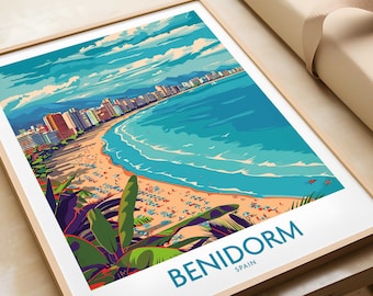 Cartel de Benidorm Benidorm pared arte impresión Benidorm regalo España decoración del hogar Benidorm Levante Beach Benidorm regalo personalizado