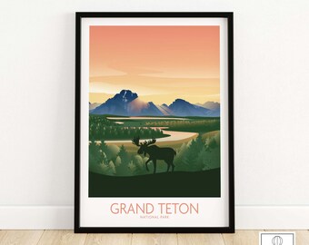 Grand Teton National Park Art Print | National Park Poster | Gift Idea | Framed & Unframed Wall Art | Minimalist Home Decor Artwork