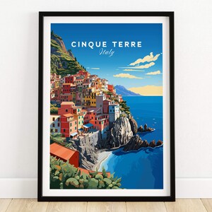 Cinque Terre Travel Poster Art Print Travel Print | Home Décor Poster Gift | Digital Illustration Artwork | Birthday Present