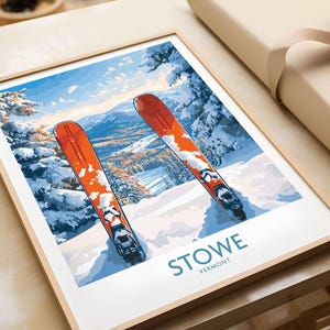 Ski Ziel Kunst - Stowe Vermont Landschaftsansicht Druck, Winter Sport Poster