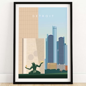 Detroit Travel Poster Print | Michigan Wall Art | Detroit Gift