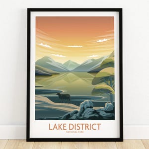 Lake Distrikt Nationalpark Poster | Kunstdruck | UK Reise Poster | Natur Print gerahmte und ungerahmte Wandkunst | Wohnkultur Kunstwerk | Geschenkidee