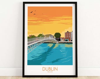 Dublin Print | Dublin Poster | Dublin Wall Art | Ireland Travel Poster Print | Irish Wall Art | Dublin Gift | Framed & Unframed Dublin Print