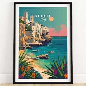 Puglia Poster Print Apulia Travel Poster Puglia Artwork Poster Gift Apulia Italy Home Decor Puglia Illustration Art Lover Italy Print
