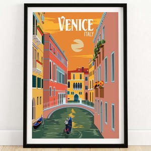 Venice Print | Wall Art Poster | Venice Poster Art | Venice Gondola Canal Travel Print Minimalist Wall Decor Fine Art Print | Venice Gift