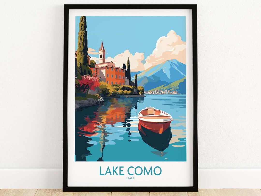 lake como italy travel poster art print (digital... Lake Como Wall Art | Italy | Travel Poster Art | Home Décor Artwork ...
