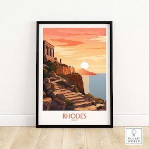 Rhodes Island Greece Poster | Travel Poster | Birthday present | Wedding anniversary gift | Art Print