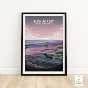 New Forest Poster | National Park Print | UK Travel Poster | English Countryside Framed & Unframed Wall Art | Home Decor Artwork | Gift Idea