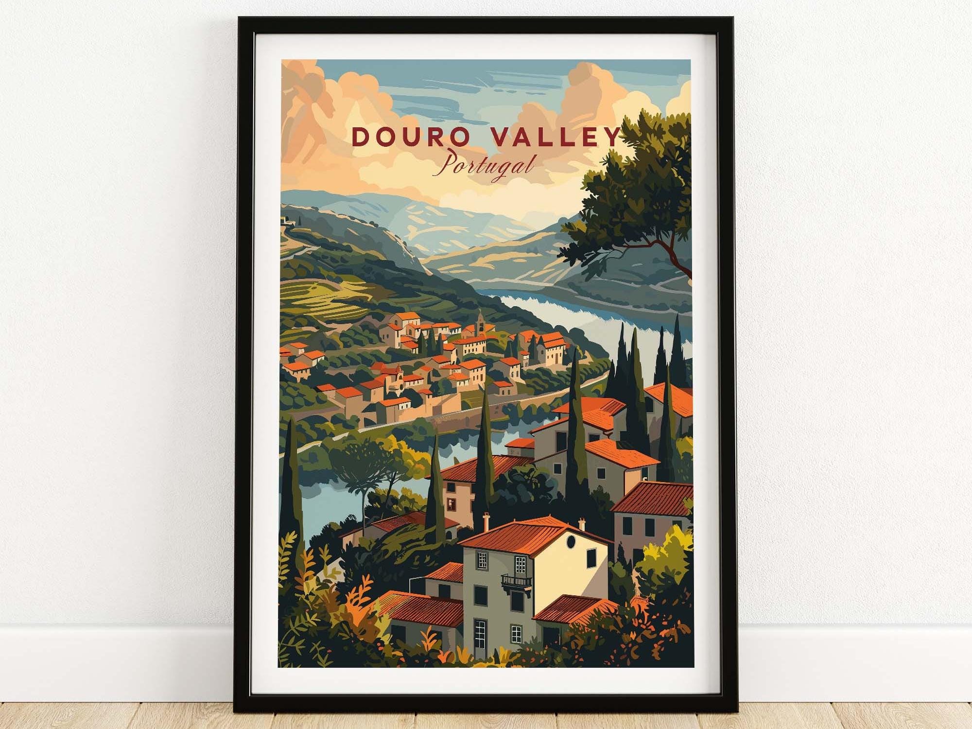 Douro Valley Poster Print Wall Art Douro Print Porto Digital Illustration Douro Valley Art Lover Gift Douro Valley Birthday Present