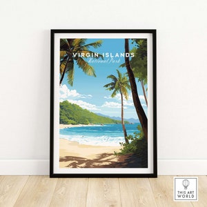 Virgin Islands National Park Poster Art Print Travel Print | Home Décor Poster Gift | Digital Illustration Artwork | Birthday Present