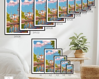 Tivoli Gardens Copenhagen Wall Art, Denmark Poster Print, Danish