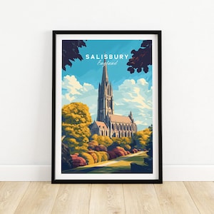 Salisbury Wall Art Print Travel Poster Salisbury Wall Decor Salisbury Art Lovers Gift Salisbury  Illustration   Art Gift