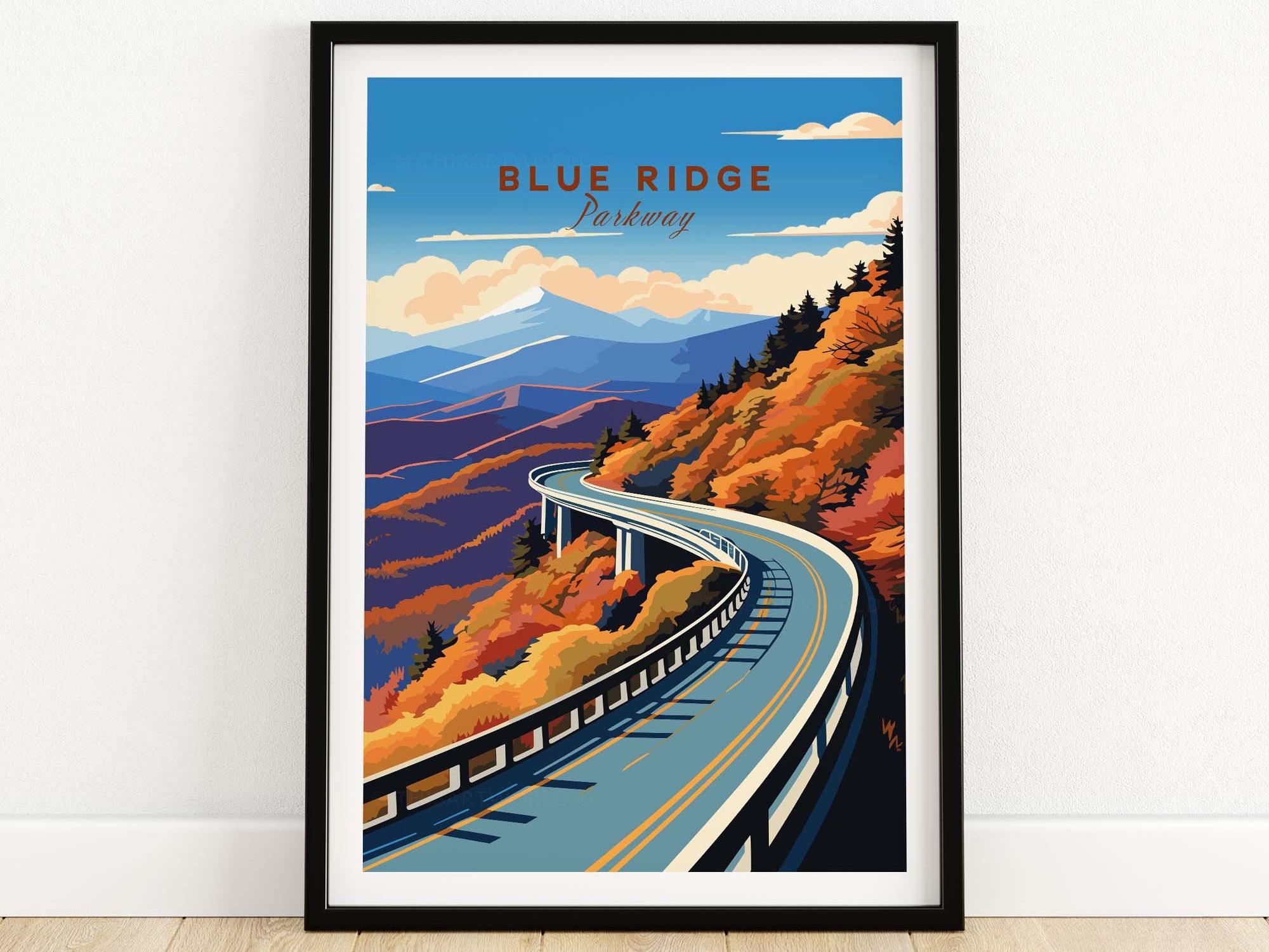 Blue Ridge Parkway Poster Art Print Travel Print | Home Décor Poster Gift | Digital Illustration Artwork | Birthday Present