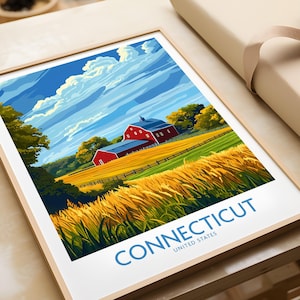 Connecticut Print Wall Art Connecticut Poster Connecticut Gift Connecticut State Illustration Artwork