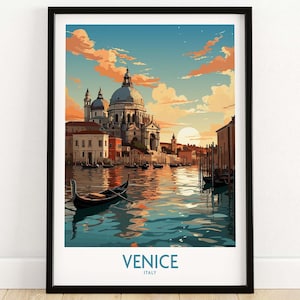 Venice Travel Print Wall Art Venice Italy Birthday present Venice Wedding anniversary Venice  gift Venice Illustration