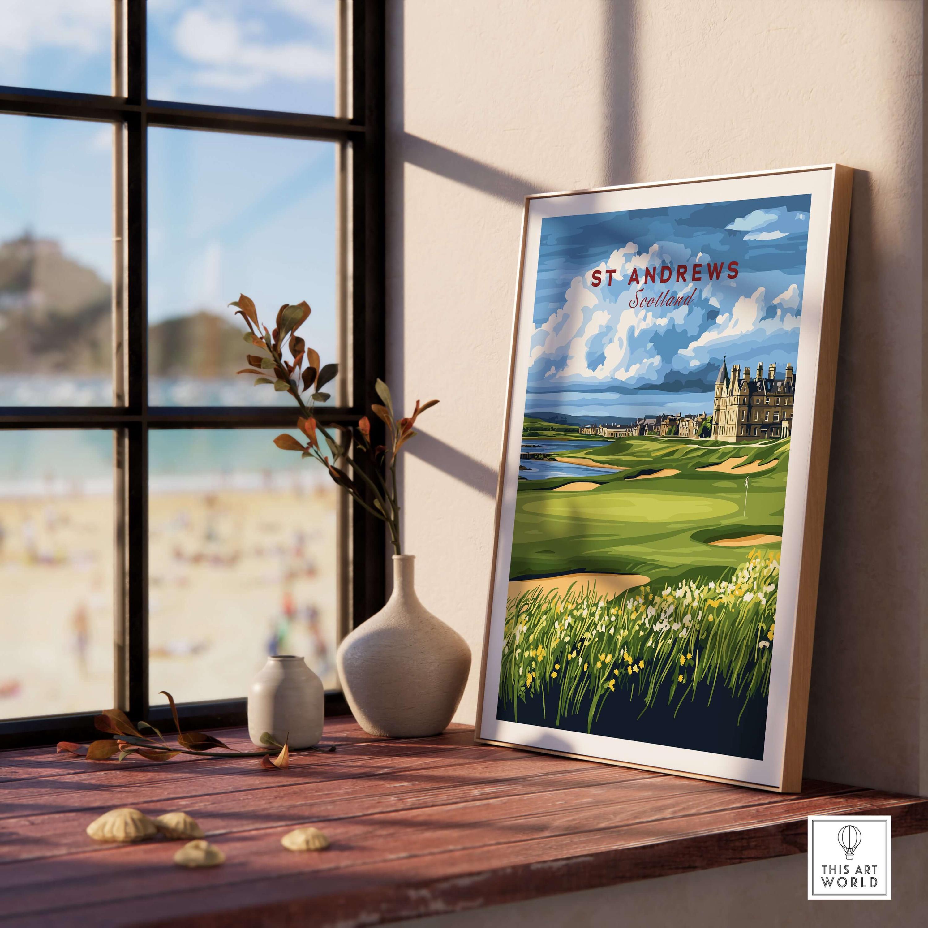 St Andrews Scotland Golf Poster - Old Course Golfing Landscape Print ...