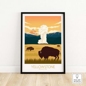 Yellowstone Wall Art, Wyoming Wall Decor, US National Parks Poster, Rustic Travel Print, Nature Inspired Gift, Office Decoration