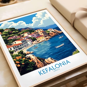 Wand Kunst Kefalonia Reise Print griechische Insel Wandbehang Home Decor Geschenk für Kunstliebhaber