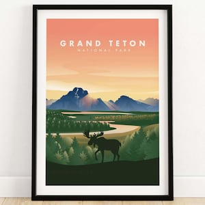 Grand Teton Wall Art | National Park Poster | Teton Print | Home Decor | Grand Teton Park Art  | Teton Poster | Wyoming Travel Gift