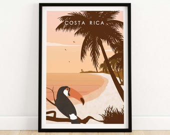 Póster de Costa Rica / Arte mural de Costa Rica, regalo de viaje / Impresión de playa / Impresión de selva / Decoración de pared / Impresión tropical