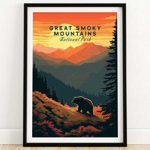 Great Smoky Mountains Poster Art Art Print Travel Print | Home Décor Poster Gift | Digital Illustration Artwork | Birthday Present
