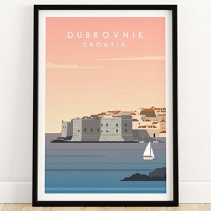 Reisposter Dubrovnik, Kroatië, reisposter Fine Art Print - Wandkunst | Dubrovnik-cadeau