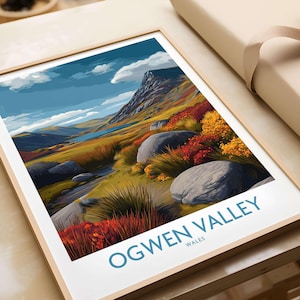 Arte murale della valle di Ogwen, Galles, Rocky Valley - Decorazioni per viaggi nella natura gallese