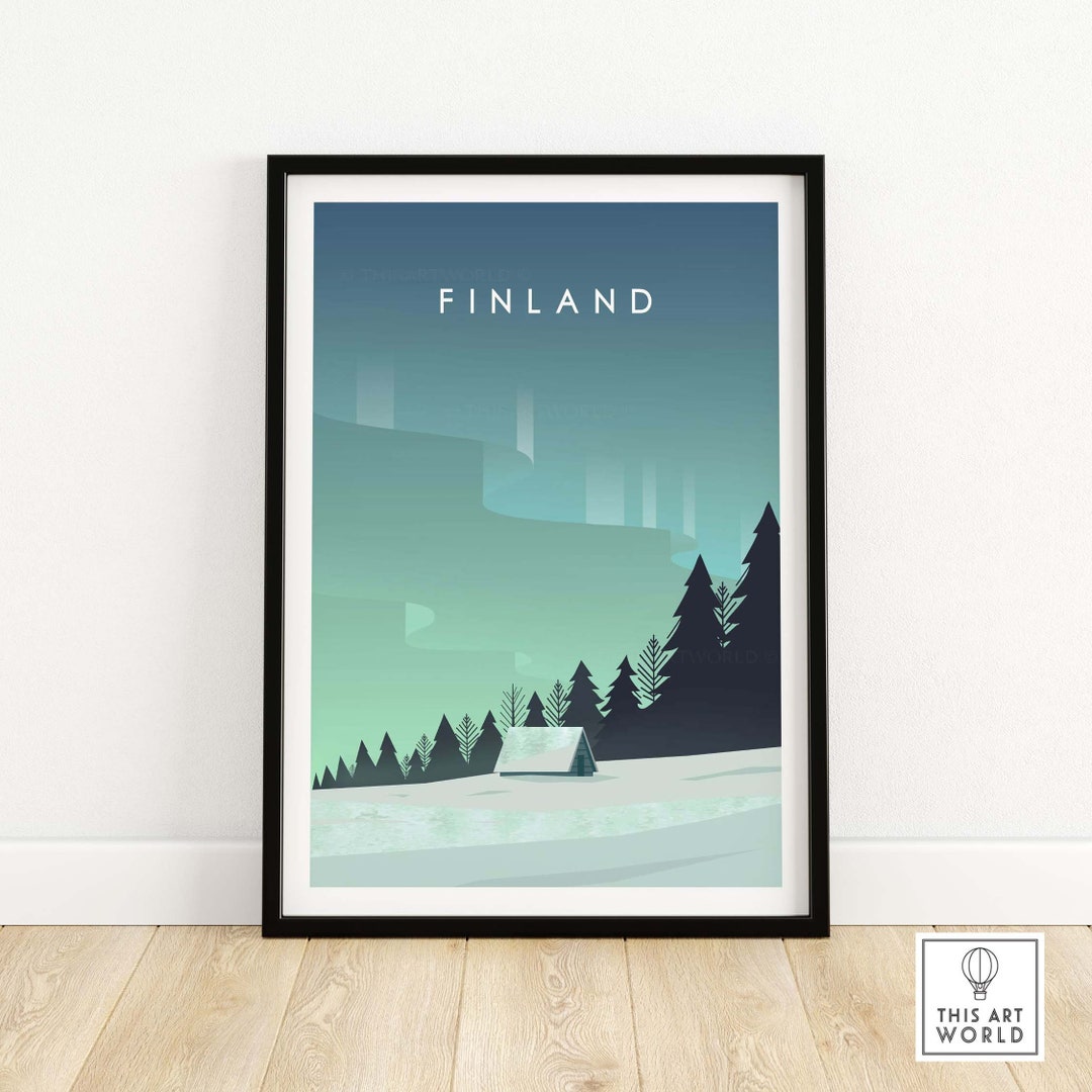 Finland Print Poster Lapland Wall Art Finland Travel Poster