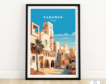 Póster de viaje de Samawah, Irak, impresión / Arte para colgar en la pared / Obra de arte de Oriente Medio