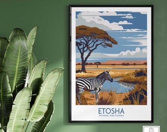 Etosha National Park Wall Art Travel Poster Home Decor Gift Wall Art Print Birthday Present Wall Art Print