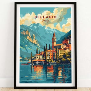 Bellagio Poster Lake Como Italy Travel Poster Bellagio Artwork Poster Gift Italy Home Decor Bellagio Illustration Art Lover Italy Print